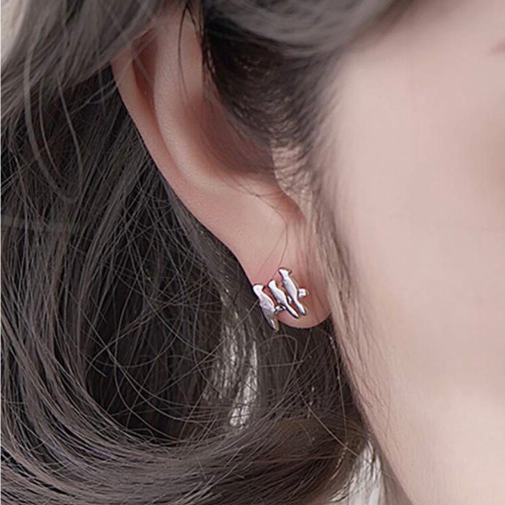 “Three Birds on a Branch” 925 Sterling Silver Friends Family Nature Hippie Studs - Picture 4 of 8